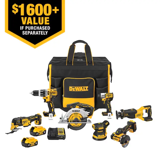 Kit Combinado DEWALT 20V MAX XR de 7 herramientas con bolsa de trabajo